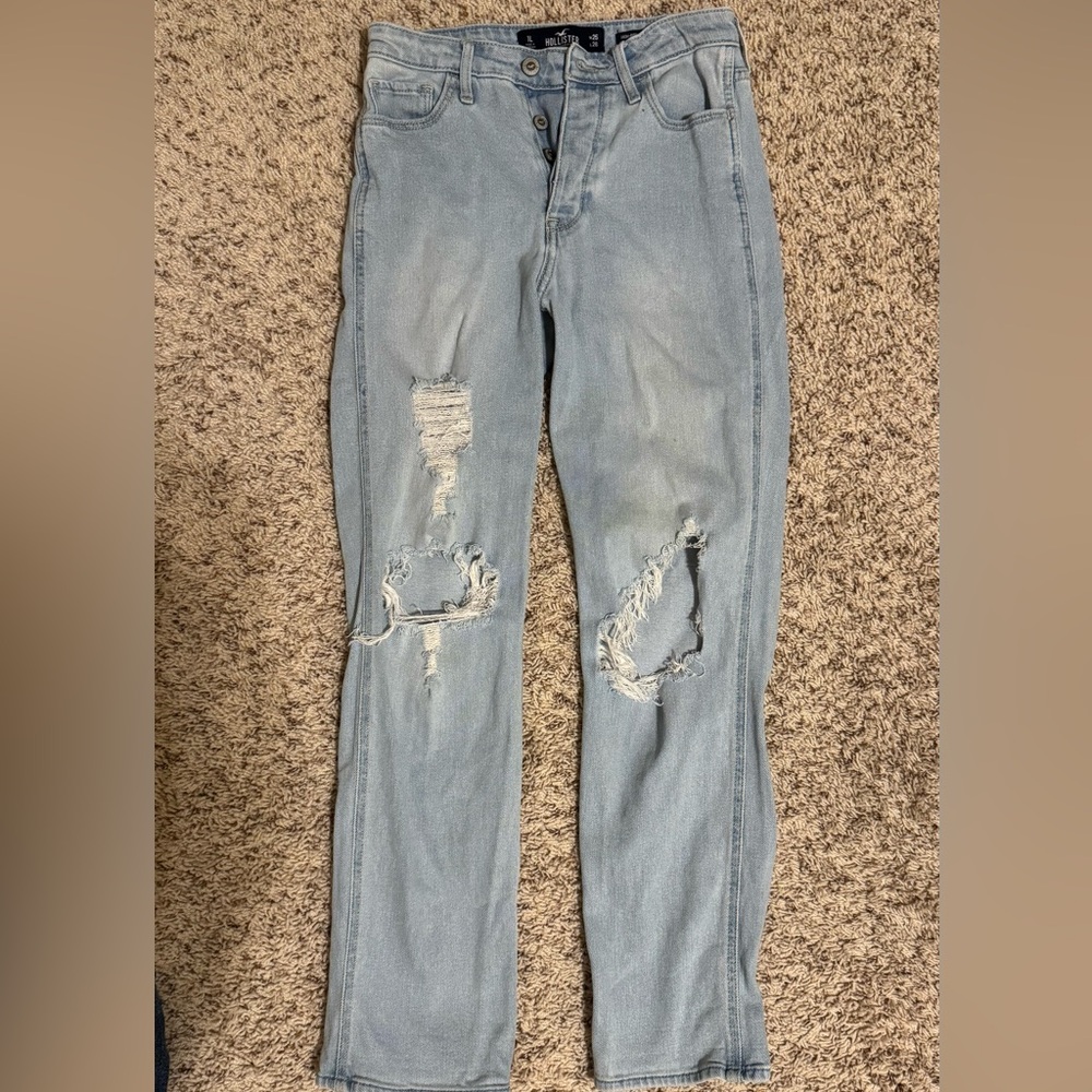 Hollister High-Rise Crop Boyfriend Distressed Jeans